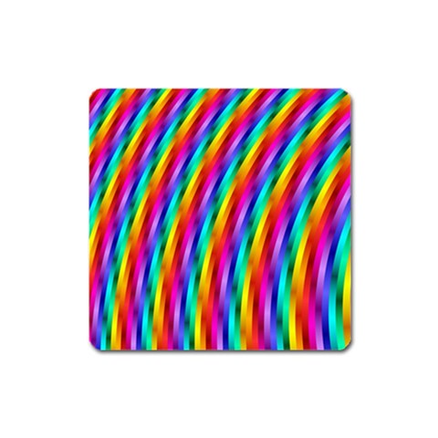 Psychedelic Rainbow Glitter Stripes Magnet (Square) from ArtsNow.com Front