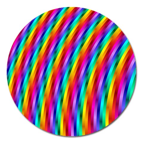 Psychedelic Rainbow Glitter Stripes Magnet 5  (Round) from ArtsNow.com Front