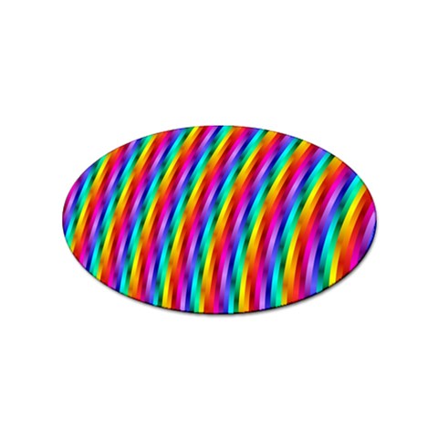 Psychedelic Rainbow Glitter Stripes Sticker Oval (10 pack) from ArtsNow.com Front