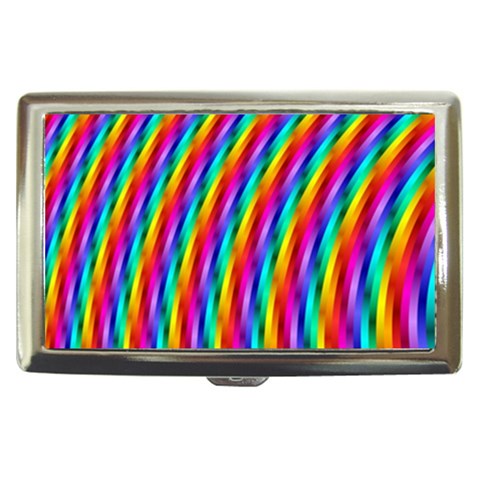 Psychedelic Rainbow Glitter Stripes Cigarette Money Case from ArtsNow.com Front