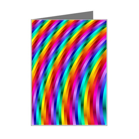 Psychedelic Rainbow Glitter Stripes Mini Greeting Card from ArtsNow.com Left