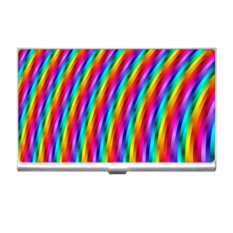 Psychedelic Rainbow Glitter Stripes Business Card Holder from ArtsNow.com Front