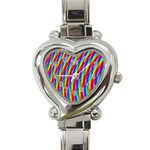 Psychedelic Rainbow Glitter Stripes Heart Italian Charm Watch