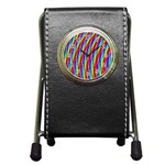 Psychedelic Rainbow Glitter Stripes Pen Holder Desk Clock