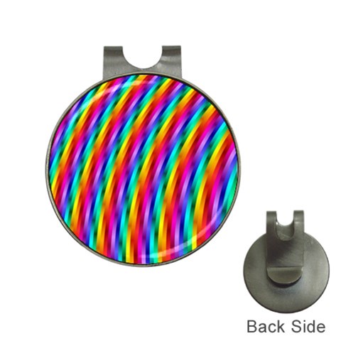 Psychedelic Rainbow Glitter Stripes Golf Ball Marker Hat Clip from ArtsNow.com Front