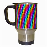 Psychedelic Rainbow Glitter Stripes Travel Mug (White)