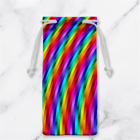 Psychedelic Rainbow Glitter Stripes Jewelry Bag from ArtsNow.com Front