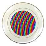 Psychedelic Rainbow Glitter Stripes Porcelain Plate