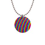 Psychedelic Rainbow Glitter Stripes 1  Button Necklace