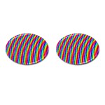 Psychedelic Rainbow Glitter Stripes Cufflinks (Oval)