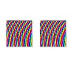 Psychedelic Rainbow Glitter Stripes Cufflinks (Square)