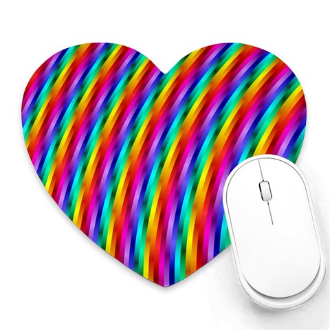 Psychedelic Rainbow Glitter Stripes Heart Mousepad from ArtsNow.com Front