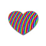 Psychedelic Rainbow Glitter Stripes Rubber Coaster (Heart)