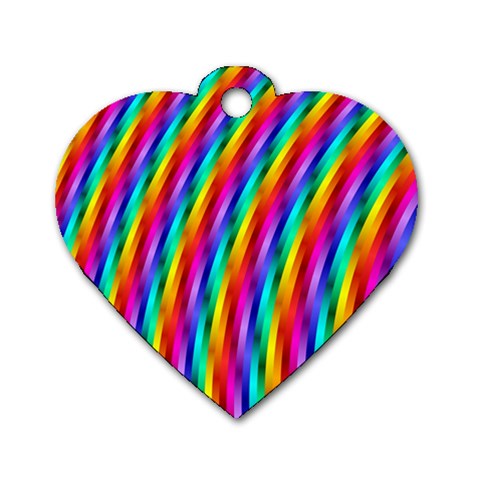 Psychedelic Rainbow Glitter Stripes Dog Tag Heart (One Side) from ArtsNow.com Front