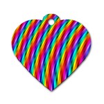 Psychedelic Rainbow Glitter Stripes Dog Tag Heart (One Side)