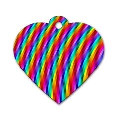 Psychedelic Rainbow Glitter Stripes Dog Tag Heart (Two Sides) from ArtsNow.com Front