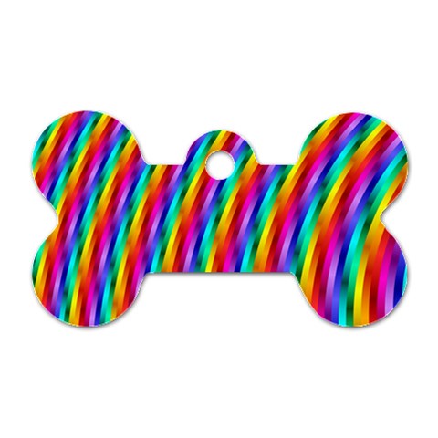 Psychedelic Rainbow Glitter Stripes Dog Tag Bone (One Side) from ArtsNow.com Front