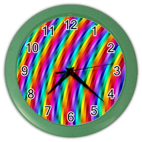 Psychedelic Rainbow Glitter Stripes Color Wall Clock from ArtsNow.com Front