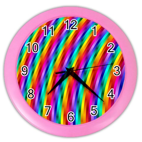 Psychedelic Rainbow Glitter Stripes Color Wall Clock from ArtsNow.com Front