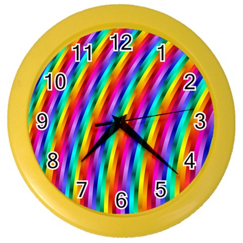 Psychedelic Rainbow Glitter Stripes Color Wall Clock from ArtsNow.com Front