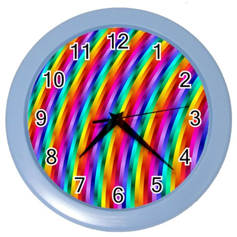 Psychedelic Rainbow Glitter Stripes Color Wall Clock from ArtsNow.com Front