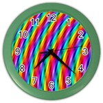 Psychedelic Rainbow Glitter Stripes Color Wall Clock