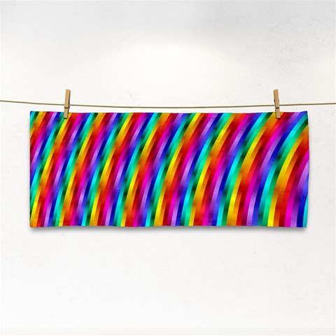 Psychedelic Rainbow Glitter Stripes Hand Towel from ArtsNow.com Front