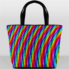 Psychedelic Rainbow Glitter Stripes Bucket Bag from ArtsNow.com Front