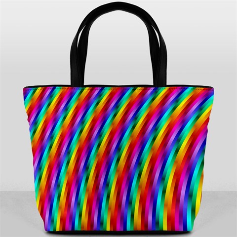 Psychedelic Rainbow Glitter Stripes Bucket Bag from ArtsNow.com Back