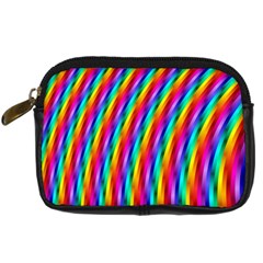 Psychedelic Rainbow Glitter Stripes Digital Camera Leather Case from ArtsNow.com Front