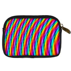 Psychedelic Rainbow Glitter Stripes Digital Camera Leather Case from ArtsNow.com Back