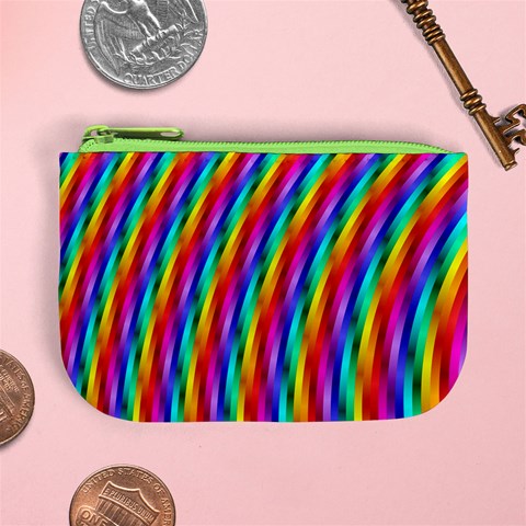 Psychedelic Rainbow Glitter Stripes Mini Coin Purse from ArtsNow.com Front