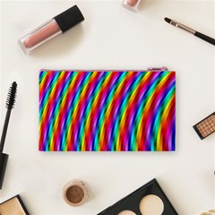 Psychedelic Rainbow Glitter Stripes Cosmetic Bag (Small) from ArtsNow.com Back