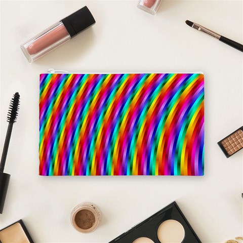 Psychedelic Rainbow Glitter Stripes Cosmetic Bag (Medium) from ArtsNow.com Front