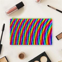 Psychedelic Rainbow Glitter Stripes Cosmetic Bag (Medium) from ArtsNow.com Front