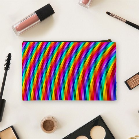 Psychedelic Rainbow Glitter Stripes Cosmetic Bag (Medium) from ArtsNow.com Back