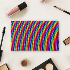 Psychedelic Rainbow Glitter Stripes Cosmetic Bag (Medium) from ArtsNow.com Back