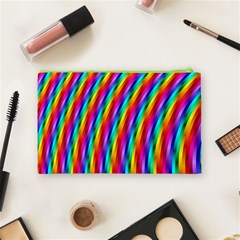 Psychedelic Rainbow Glitter Stripes Cosmetic Bag (Medium) from ArtsNow.com Back