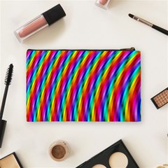 Psychedelic Rainbow Glitter Stripes Cosmetic Bag (Medium) from ArtsNow.com Back