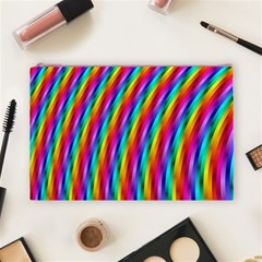 Psychedelic Rainbow Glitter Stripes Cosmetic Bag (Large) from ArtsNow.com Front