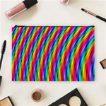 Psychedelic Rainbow Glitter Stripes Cosmetic Bag (Large)