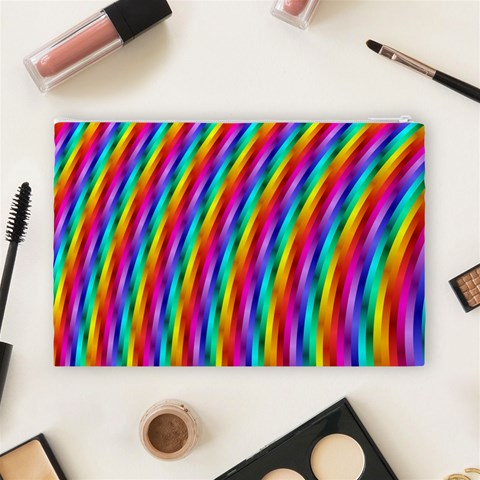 Psychedelic Rainbow Glitter Stripes Cosmetic Bag (Large) from ArtsNow.com Back