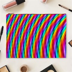 Psychedelic Rainbow Glitter Stripes Cosmetic Bag (XL) from ArtsNow.com Front