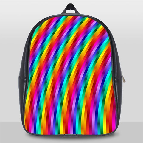 Psychedelic Rainbow Glitter Stripes School Bag (Large) from ArtsNow.com Front