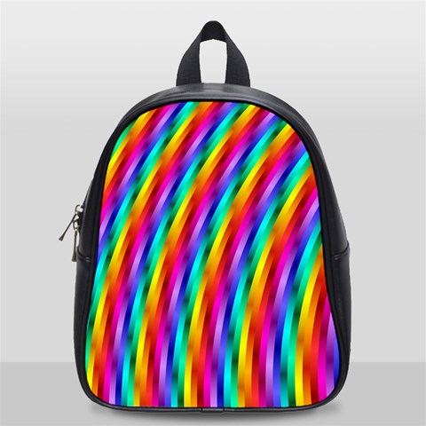 Psychedelic Rainbow Glitter Stripes School Bag (Small) from ArtsNow.com Front