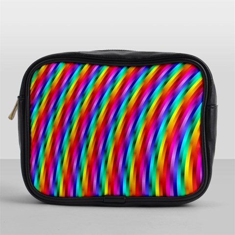 Psychedelic Rainbow Glitter Stripes Mini Toiletries Bag (One Side) from ArtsNow.com Front