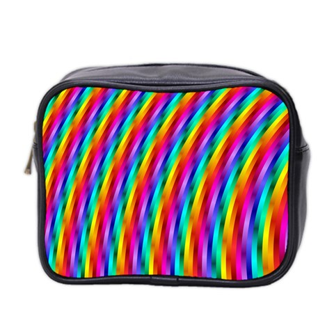 Psychedelic Rainbow Glitter Stripes Mini Toiletries Bag (Two Sides) from ArtsNow.com Front