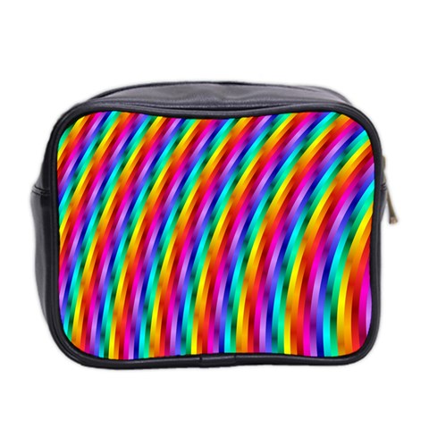 Psychedelic Rainbow Glitter Stripes Mini Toiletries Bag (Two Sides) from ArtsNow.com Back