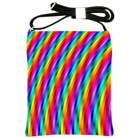 Psychedelic Rainbow Glitter Stripes Shoulder Sling Bag from ArtsNow.com Front