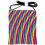 Psychedelic Rainbow Glitter Stripes Shoulder Sling Bag